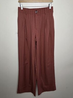 Everyday Chic Boutique Burnt Rust Orange Wide Leg Pinstripe Pants Size Medium